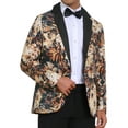 thumbnail image 1 of INSPIRE CHIC Men's Single Button Notch Lapel Prom Flower Print Suit Jacket M Yellow Black, 1 of 5