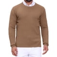 thumbnail image 1 of INSPIRE CHIC Men's Slim Fit Crew Neck Long Sleeve Soft Twist Textured Cable Knit Pullover Sweater M Brown, 1 of 6