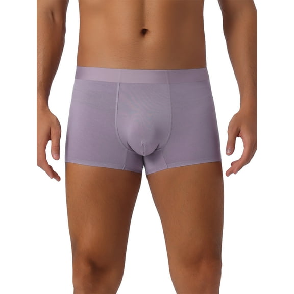 INSPIRE CHIC Men's Soft Elastic Waist Solid Color Regular Fit Basic Boxer Briefs 34 Purple
