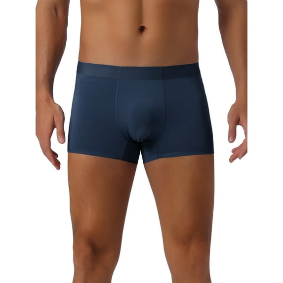INSPIRE CHIC Men's Soft Elastic Waist Solid Color Regular Fit Basic Boxer Briefs 38 Dark Blue