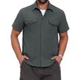 thumbnail image 1 of INSPIRE CHIC Men's Solid Cargo Shirt Two Pockets Short Sleeve Utility Shirts L Gray, 1 of 5