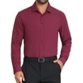 thumbnail image 1 of INSPIRE CHIC Men's Solid Color Button Down Long Sleeves Stretch Business Dress Shirt M Burgundy, 1 of 5