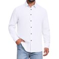 thumbnail image 1 of INSPIRE CHIC Men's Solid Color Button Down Long Sleeves Stretch Business Dress Shirt M White, 1 of 5