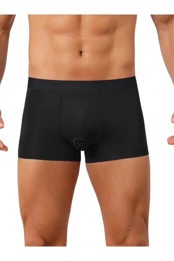 Men's Solid Color Elastic Waistband Lightweight Breathable Boxer Brief 32 Black