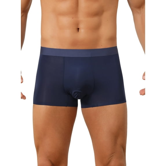 INSPIRE CHIC Men's Solid Color Elastic Waistband Lightweight Breathable Boxer Brief 36 Dark Blue