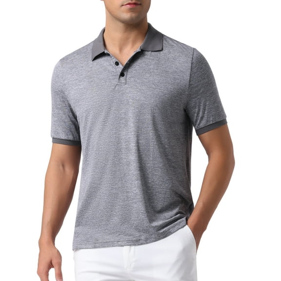 INSPIRE CHIC Men's Solid Color Lightweight Breathable Short Sleeved Casual Polo Shirt M Gray
