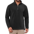 thumbnail image 1 of INSPIRE CHIC Men's Solid Color Stand Collar Half-Zip Long Sleeve Fleece Pullover Sweatshirt 2XL Black, 1 of 6