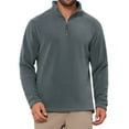 thumbnail image 1 of INSPIRE CHIC Men's Solid Color Stand Collar Half-Zip Long Sleeve Fleece Pullover Sweatshirt XL Dark Gray, 1 of 6