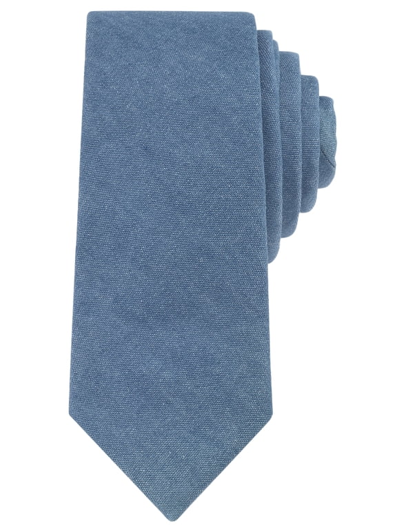 Men's Solid Denim Self-tied Necktie Skinny Narrow Slim 2.4" for Wedding Business Casual One Size Light Blue