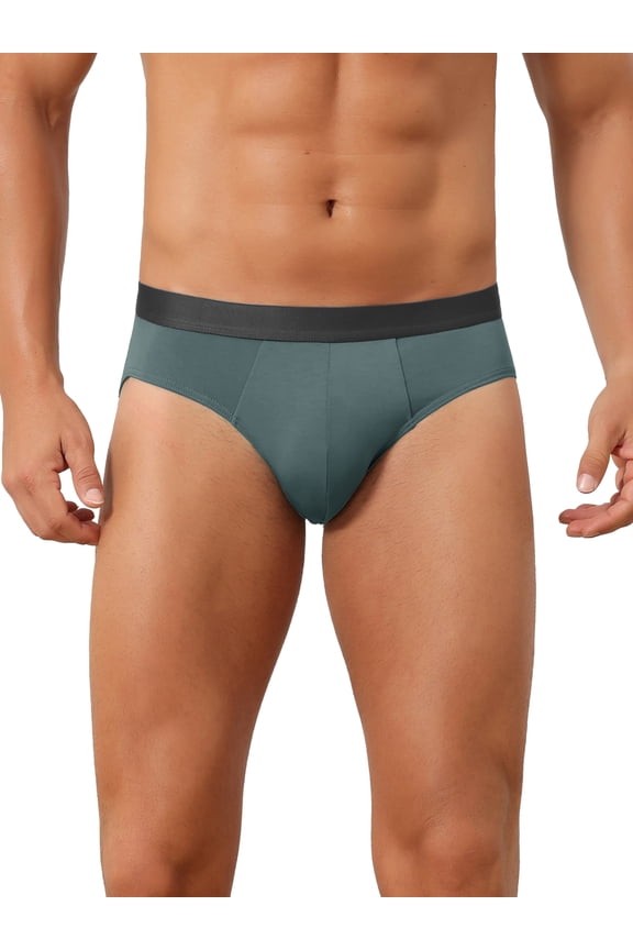Men's Solid Elastic Waist Smooth Soft Breathable Sports Briefs 32 Gray