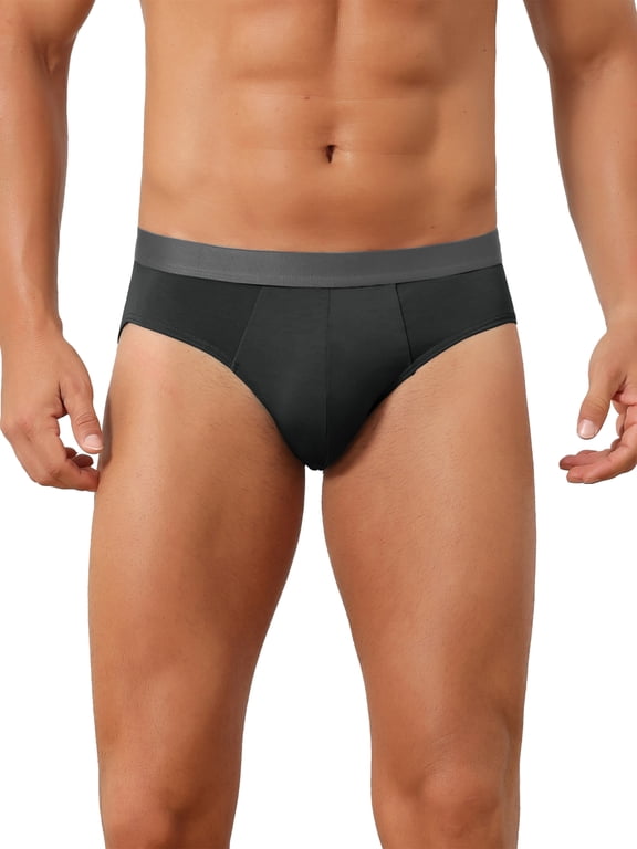 Men's Underwear Solid Elastic Waist Smooth Soft Breathable Sports Briefs 36 Black