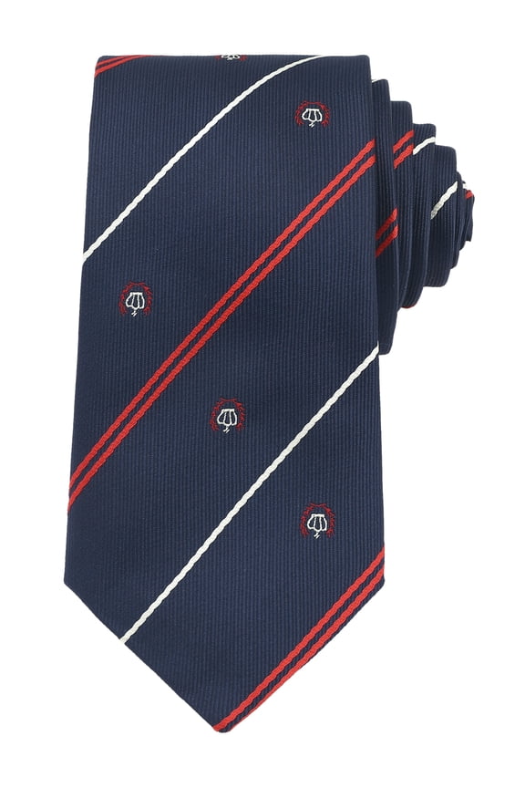 Men's Stripe Print Self-Tied Necktie Crown Flowers and Anchor for Graduation School Uniform College One Size Style-8