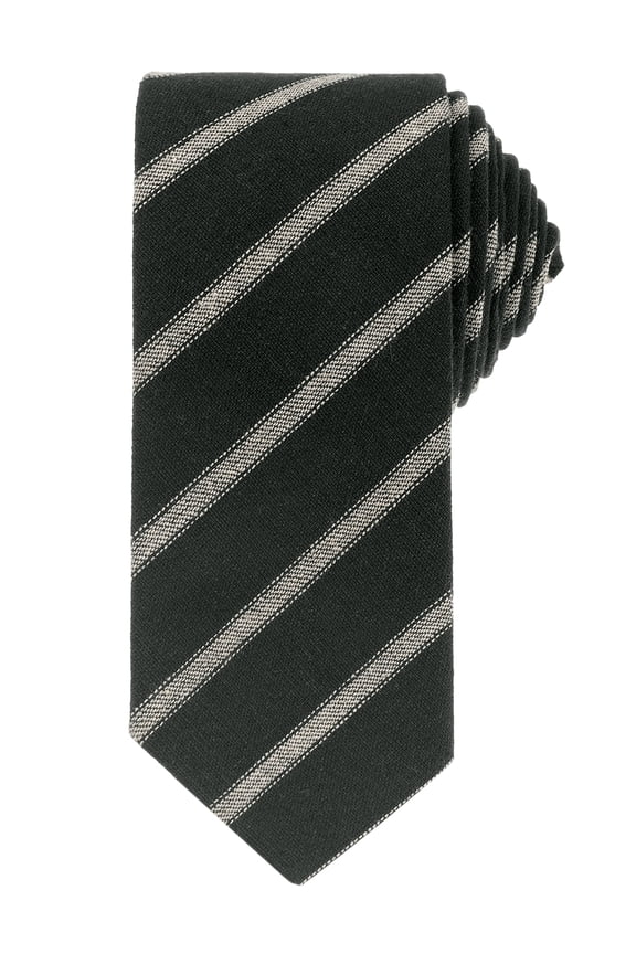 Men's Stripe Ties Neck Cotton Blend Self-tied Skinny Neckties for Wedding Black One Size