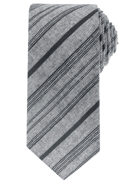 Men's Stripe Ties Neck Cotton Blend Self-tied Skinny Neckties for Wedding Grey One Size
