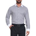 thumbnail image 1 of INSPIRE CHIC Men's Striped Button Down Long Sleeve Stretch Business Shirts M Black, 1 of 4