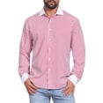thumbnail image 1 of INSPIRE CHIC Men's Striped Button Down Long Sleeve Stretch Business Shirts S Red, 1 of 4