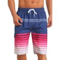 thumbnail image 1 of INSPIRE CHIC Men's Striped Drawstring Waist Vacation Beach Shorts with Pockets 34 Navy Red, 1 of 4