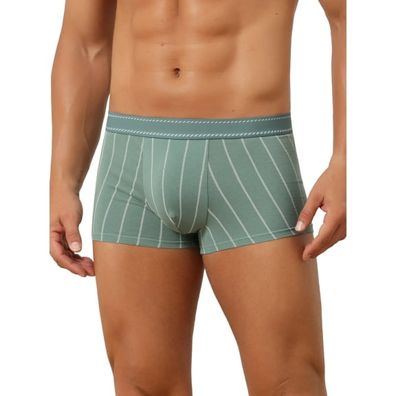 INSPIRE CHIC Men's Striped Stretch Waistband Comfortable Mid-Waisted Boxer Underwear 32 Green