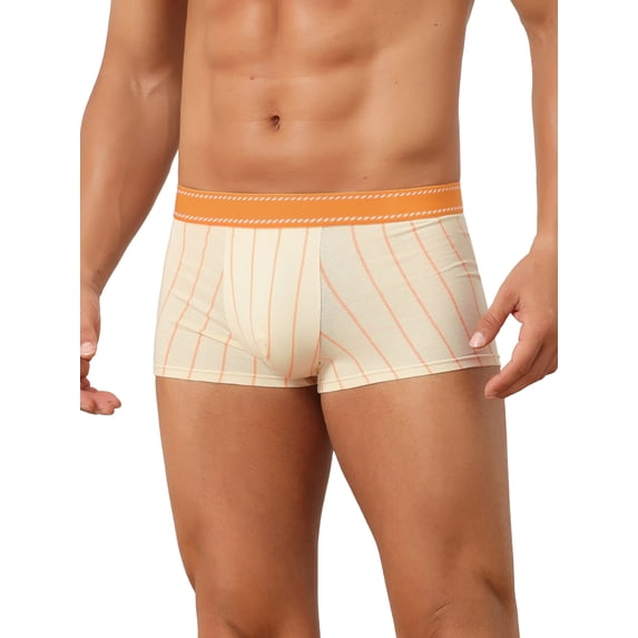 INSPIRE CHIC Edition Men's Striped Stretch Waistband Comfortable Mid-Waisted Boxer Underwear 34 Light Yellow
