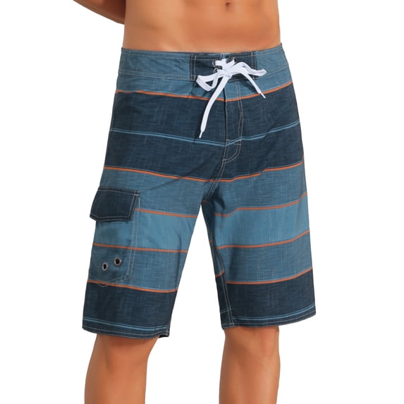 INSPIRE CHIC Men's Summer Colorblock Shorts Drawstring Beach Shorts with Side Pocket 28 Dark Blue