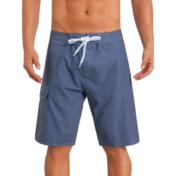INSPIRE CHIC Men's Summer Colorblock Shorts Drawstring Beach Shorts with Side Pocket 28 Gray Blue