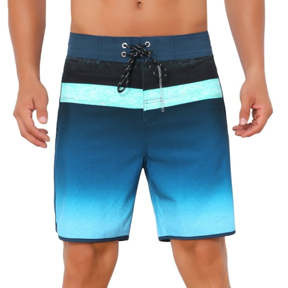 INSPIRE CHIC Men's Summer Drawstring Elastic Waist Color Block Beach Shorts 32 Dark Blue