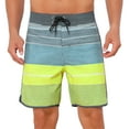thumbnail image 1 of INSPIRE CHIC Men's Summer Drawstring Waist Color Block Striped Board Shorts 32 Light Green, 1 of 5