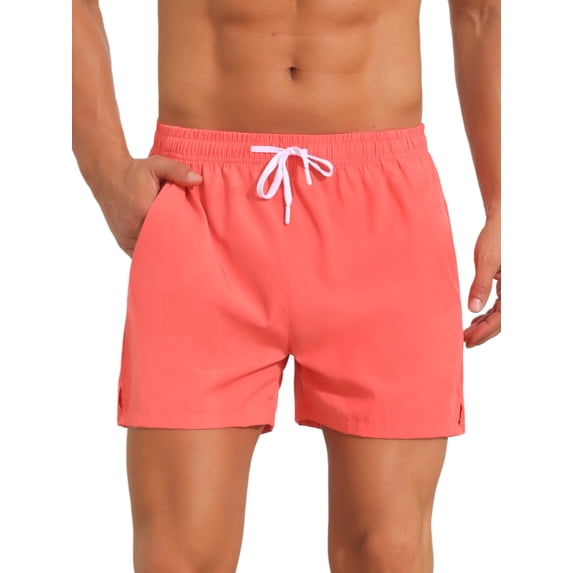 INSPIRE CHIC Men's Summer Elastic Waist Solid Board Shorts with Pockets 38 Light Red