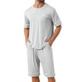 thumbnail image 1 of INSPIRE CHIC Men's Summer Short Sleeves Crew Neck with Pockets Nightwear Pajama Set L Light Gray, 1 of 5