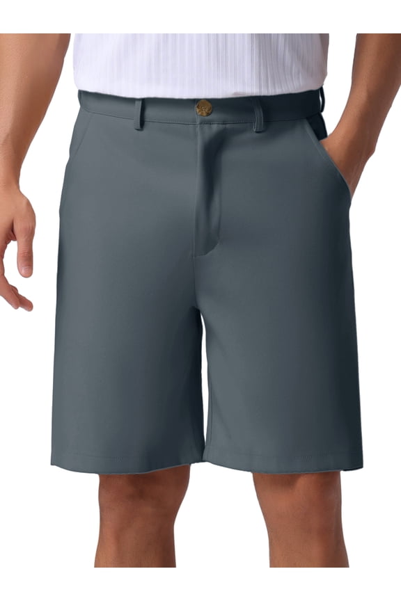 Men's Summer Solid Color Lightweight Mid-Rise Classic Chino Shorts 30 Gray