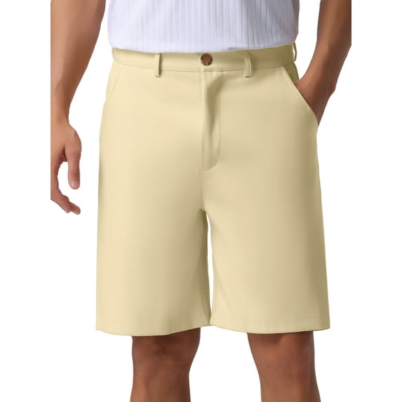 INSPIRE CHIC Men's Summer Solid Color Lightweight Mid-Rise Classic Chino Shorts 30 Khaki