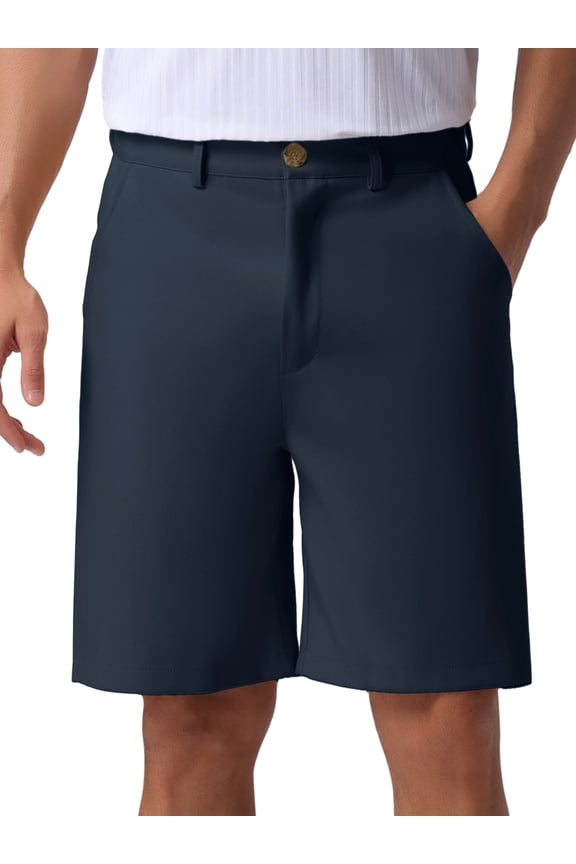 Men's Summer Solid Color Lightweight Mid-Rise Classic Chino Shorts 34 Navy Blue