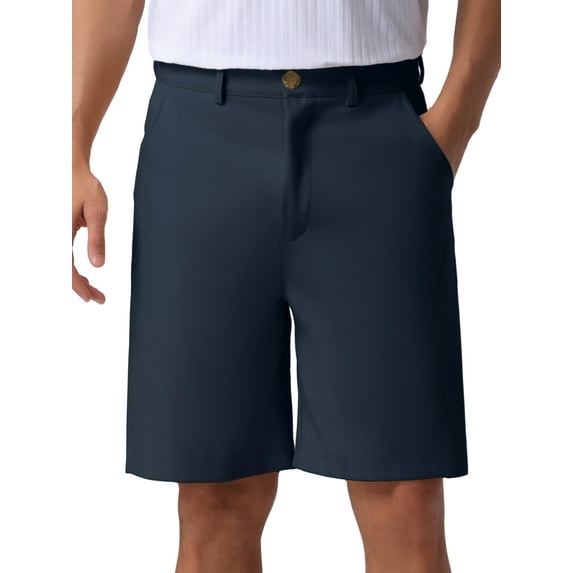 INSPIRE CHIC Men's Summer Solid Color Lightweight Mid-Rise Classic Chino Shorts 38 Navy Blue
