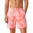 thumbnail image 1 of INSPIRE CHIC Men's Summer Tropical Leaf Print Lined Drawstring Swimming Beach Shorts L Pink, 1 of 5