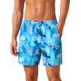 thumbnail image 1 of INSPIRE CHIC Men's Summer Tropical Leaf Print Lined Drawstring Swimming Beach Shorts XL Royal Blue, 1 of 5