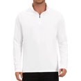 thumbnail image 1 of INSPIRE CHIC Men's 1/4 Pullover Zip Long Sleeve Sun Protection Athletic T-Shirts M White, 1 of 6