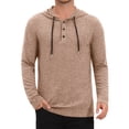 thumbnail image 1 of INSPIRE CHIC Men's Textured Hooded Sweatshirt Long Sleeve Pullover Casual Sweater Hoodies 2XL Khaki, 1 of 6