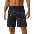 thumbnail image 1 of INSPIRE CHIC Men's Tropical Vocation Elastic Waist Drawstring Hawaiian Print Athletic Swim Trunks 32 Black, 1 of 6
