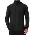 thumbnail image 1 of INSPIRE CHIC Men's Turtleneck Sweaters Solid Color Turtle Neck Warm Knitted Pullover Sweaters M Black, 1 of 6