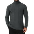thumbnail image 1 of INSPIRE CHIC Men's Turtleneck Sweaters Solid Color Turtle Neck Warm Knitted Pullover Sweaters M Dark Gray, 1 of 6