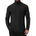 thumbnail image 1 of INSPIRE CHIC Men's Turtleneck Sweaters Solid Color Turtle Neck Warm Knitted Pullover Sweaters S Black, 1 of 6