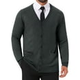 thumbnail image 1 of INSPIRE CHIC Men's V Neck Long Sleeved Button Down Knit Cardigan Sweaters with Pockets S Dark Gray, 1 of 5