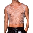 thumbnail image 1 of INSPIRE CHIC Men's V-Neck Sleeveless Party Shiny Mesh Rhinestone Tank Top M White, 1 of 6