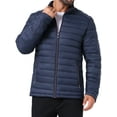 thumbnail image 1 of INSPIRE CHIC Men's Winter Solid Color Stand Collar Zipper Quilted Puffer Jacket 2XL Dark Blue, 1 of 6