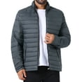 thumbnail image 1 of INSPIRE CHIC Men's Winter Solid Color Stand Collar Zipper Quilted Puffer Jacket 2XL Gray, 1 of 6