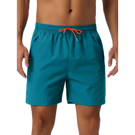INSPIRE CHIC Mens Casual Summer Elastic Waist Drawstring Mesh Lining Swimming Beach Shorts 28 Blue