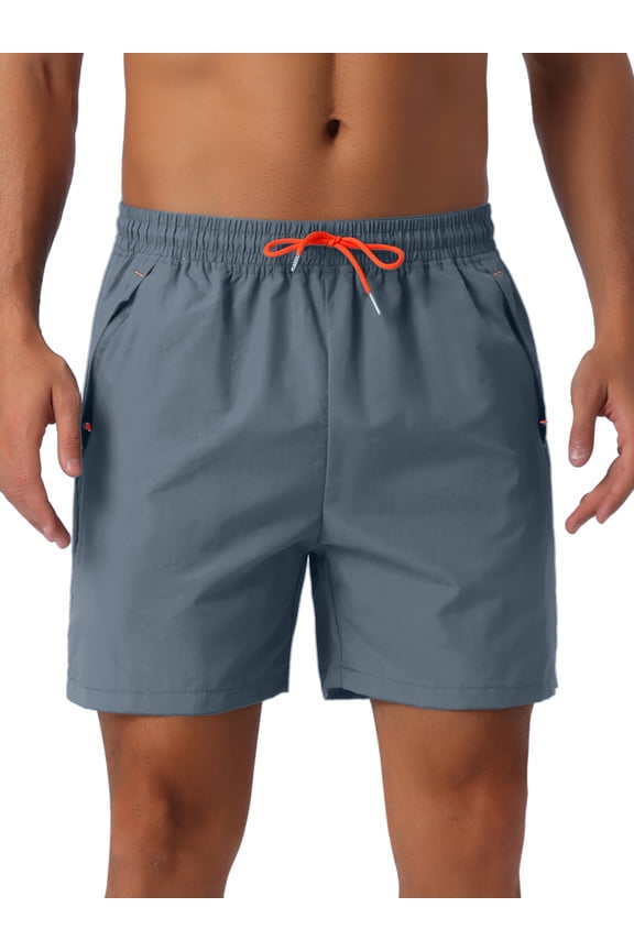Mens Casual Summer Elastic Waist Drawstring Mesh Lining Swimming Beach Shorts 30 Gray