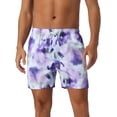 thumbnail image 1 of INSPIRE CHIC Mens Casual Vocation Drawstring Elastic Waist Tie Dye Hawaiian Board Shorts 36 Purple White, 1 of 6