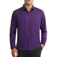 thumbnail image 1 of INSPIRE CHIC Mens Dress Shirts Solid Long Sleeve Regular Fit Formal Business Button Down Formal Shirts M Purple, 1 of 5