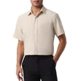 thumbnail image 1 of INSPIRE CHIC Mens Linen Shirts Short Sleeve Button Down Casual Summer Hawaiian Beach Shirts S Khaki, 1 of 5